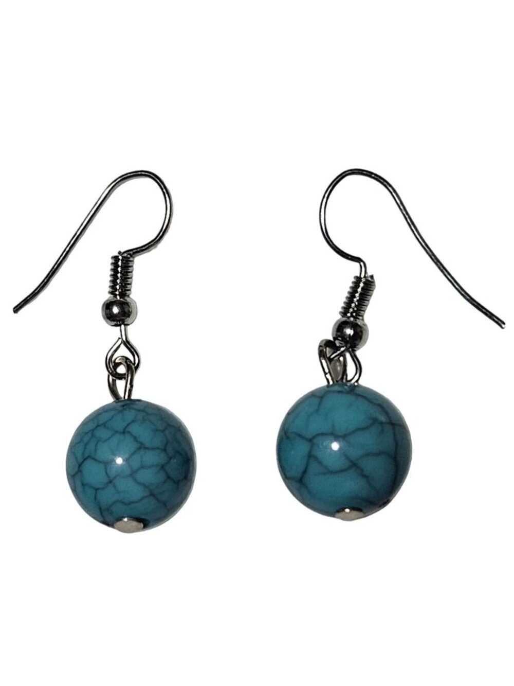Southwestern Turquoise Dangle Earrings Blue Ball Bead Ethnic Fashion Jewelry
